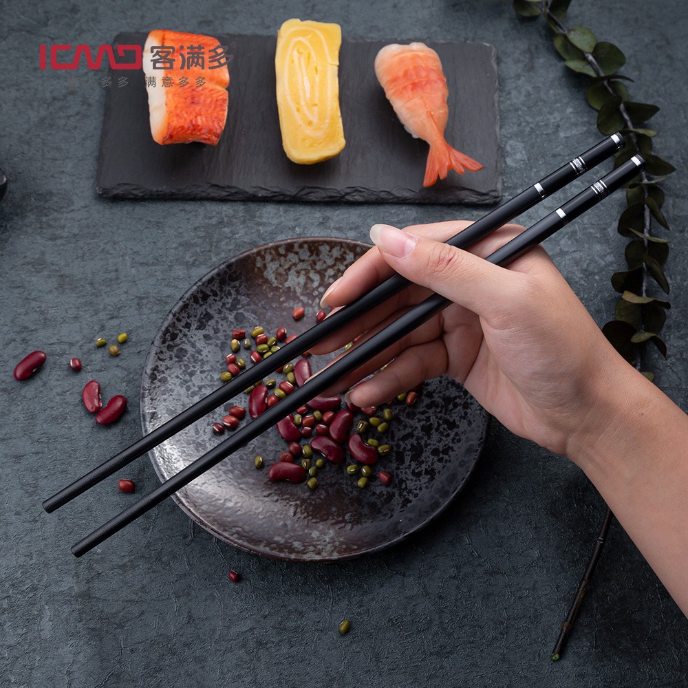 Đũa Ăn Cơm Cao Cấp Kháng Khuẩn Đầu Nhám Sợi Thủy Tinh Khảm Bạc Tinh Xảo Dùng Được Trong Máy Rửa Bát