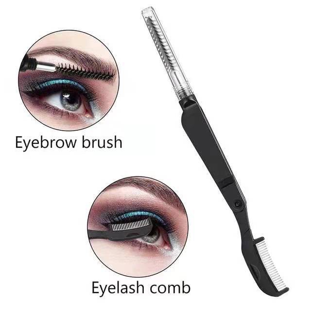 1 Lược Chải Tạo Kiểu Lông Mày / Lông Mi Bằng Thép Không Gỉ Thiết Kế Hai Đầu Đa Năng