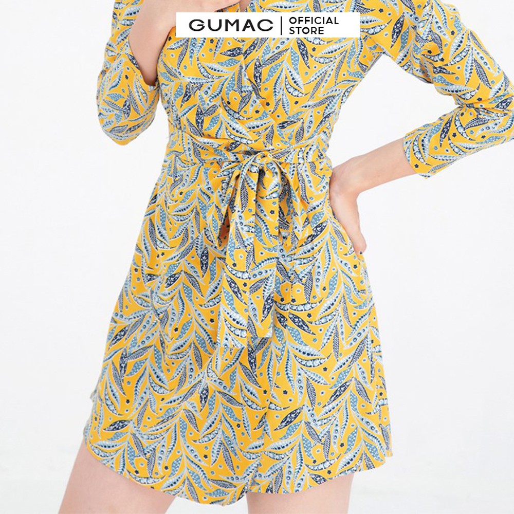 [Mã WABRG208 giảm 10% tối đa 50k đơn từ 250k] Jumpsuit xếp ly họa tiết hoa lá GUMAC DB625 | BigBuy360 - bigbuy360.vn