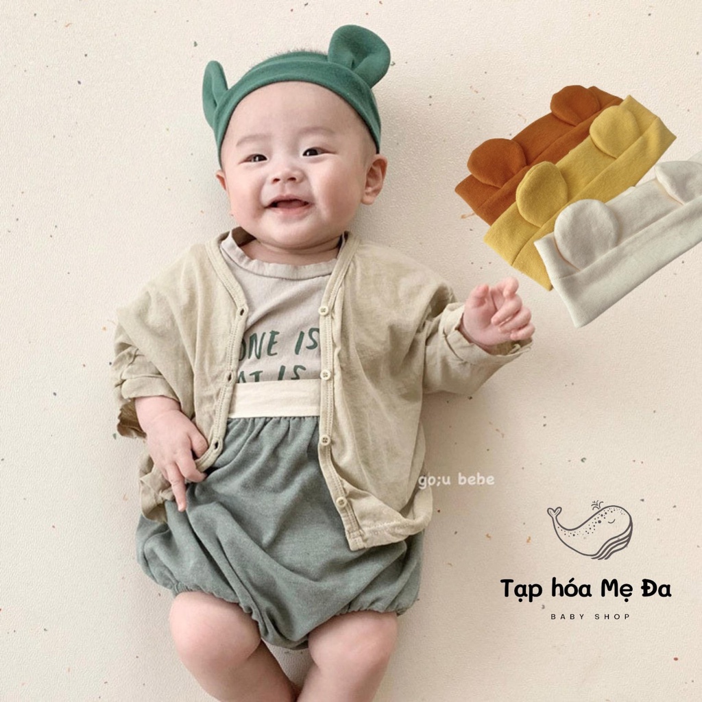 Băng đô turban tai gấu cho bé sơ sinh tông màu pastel xinh xắn phong cách Hàn Quốc che thóp trán