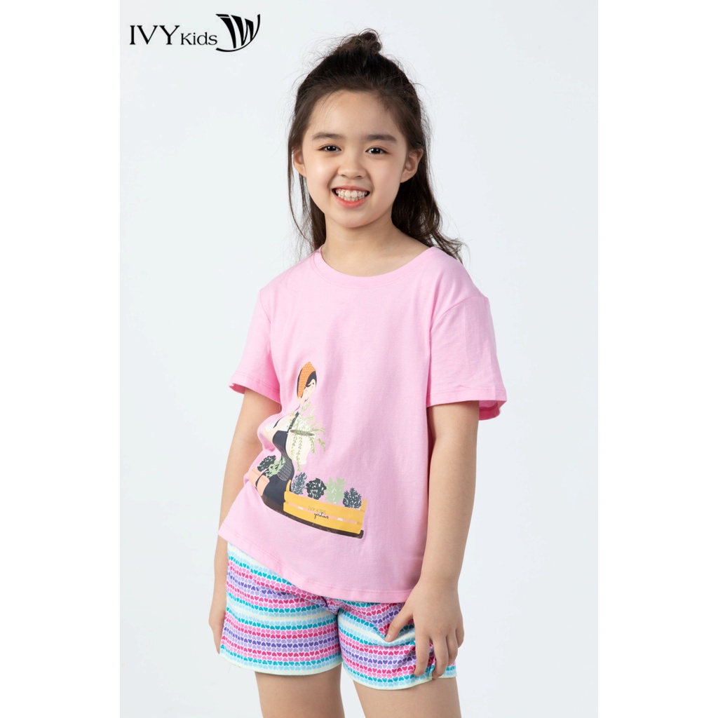 Bộ quần áo thun cho bé gái IVY moda MS 57G1351