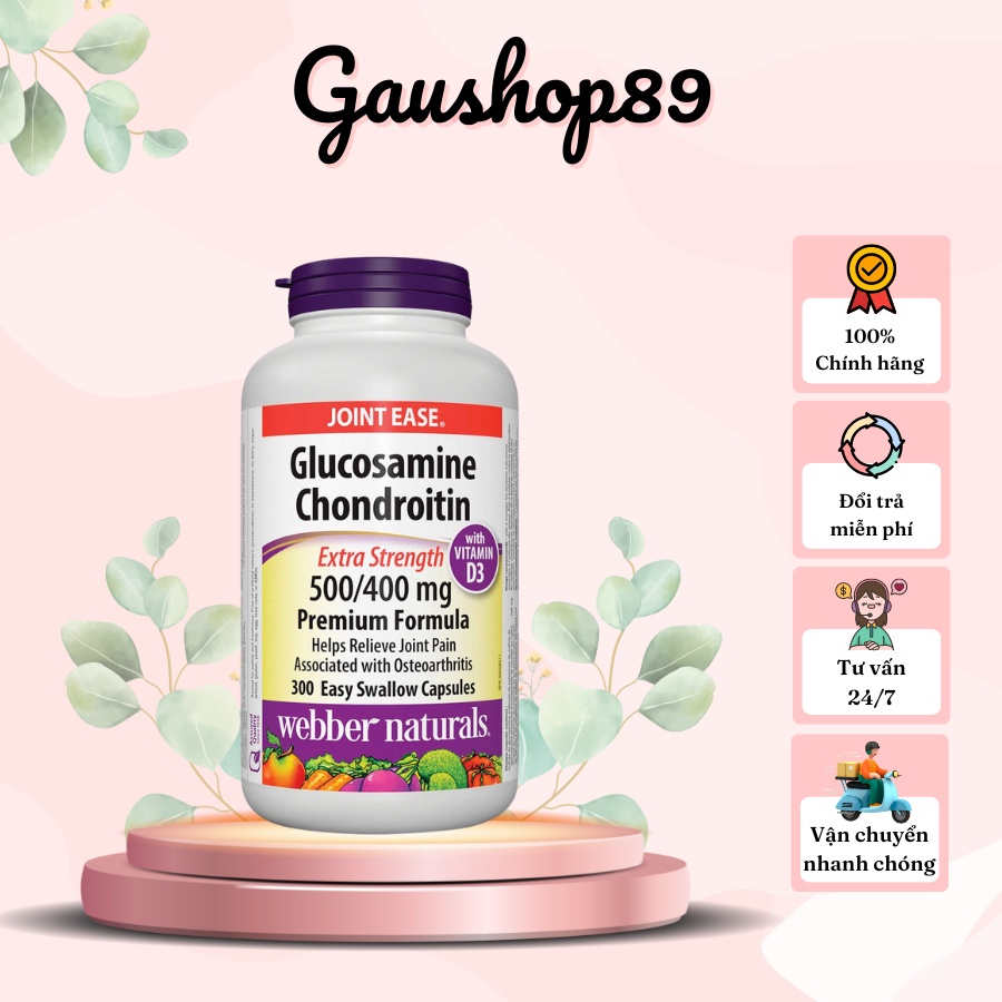 [WEBBER NATURAL] [Có sẵn, bill Canada] Vitamin hỗ trợ viêm khớp Webber Natural Glucosamine Chondroitin +D3 300v