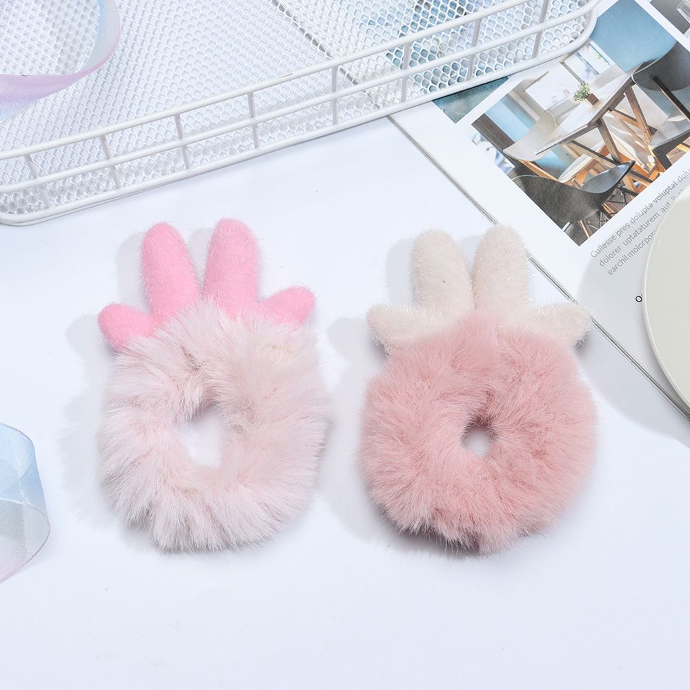 Băng Đô Cài Tóc Hình Tai Mèo Vải Lông Co Giãn Dễ Thương Cho Nữ