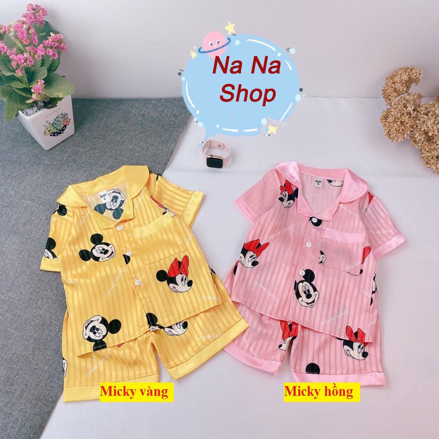 [8KG - 16 KG] PIZAMA LỤA GẤM CỘC TAY MẶC NHÀ CAO CẤP
