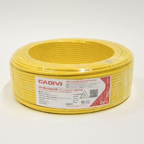 DÂY CÁP ĐIỆN ĐƠN CADIVI CV 6.0 MM2 cuộn 100m