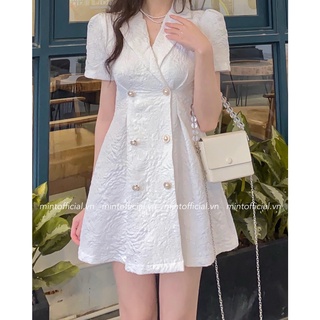 Váy xốp cổ đức xếp ly eo