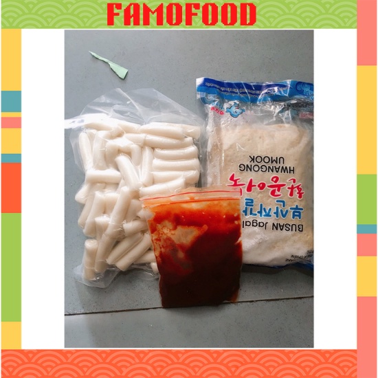 Combo 500g bánh gạo Tokbokki + 100g sốt Tokbokki + 450g chả cá Hàn Quốc Famofood