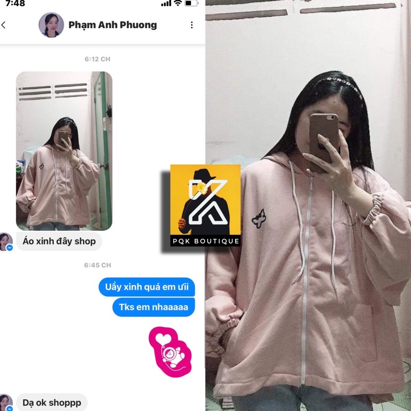 [ sẵn ] Áo Khoác Nỉ Form Rộng Butterfly Cute ulzzang [ áo nữ ] | BigBuy360 - bigbuy360.vn