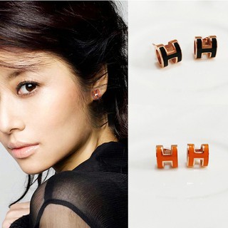 Khuyên Tai Mặt Chữ H Tráng Men Không Phai Không Phai [SJ]