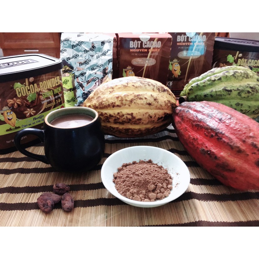 Bột cacao Bungo nguyên chất giá trị dinh dưỡng cao giảm cân hiệu quả và ổn định huyết áp-Hộp 250g