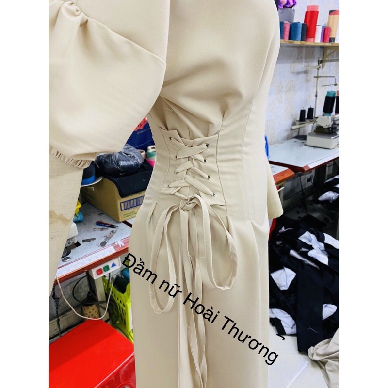 Đầm nữ dự tiệc / Váy xòe màu be ulzzang dáng midi xinh chất đẹp mịn mát Đầm Nữ Hoài Thương | BigBuy360 - bigbuy360.vn
