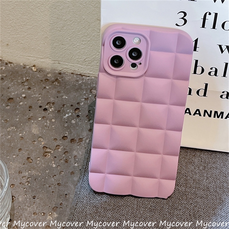 Ốp Điện Thoại Silicone Mềm Chống Sốc Họa Tiết Lưới Màu Trơn Cho iPhone 11 12 13 Pro Max X Xr Xs 8 7 6 Plus SE 2020