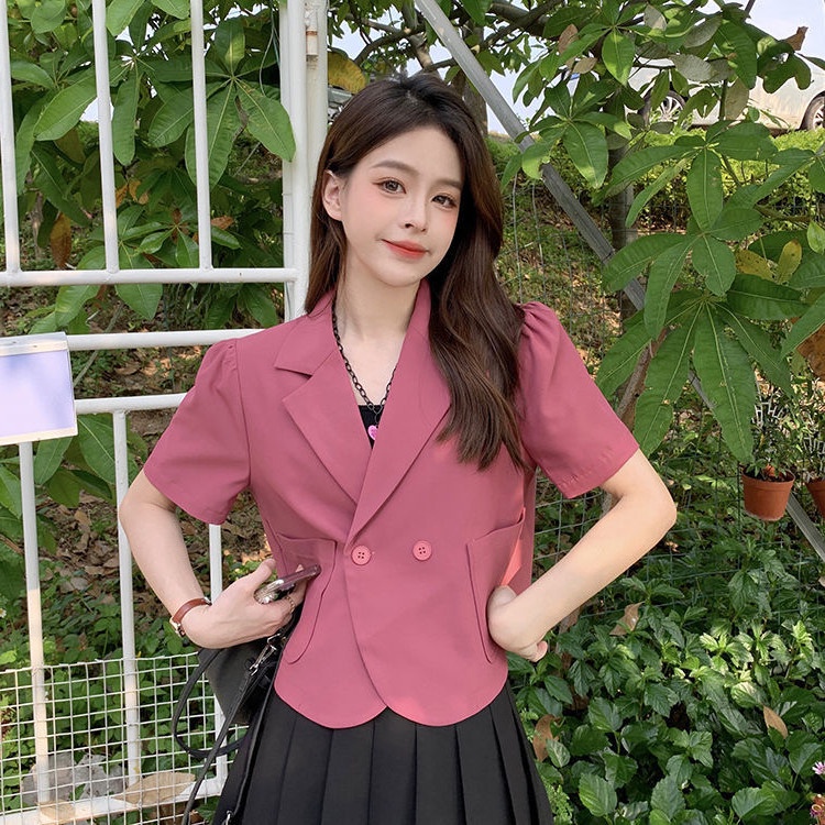 Áo khoác vest NZN tay ngắn màu trơn phong cách Hàn Quốc cho nữ