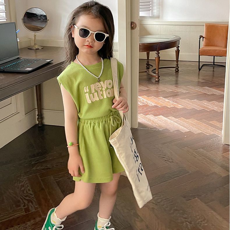 Hàng Mới Về Set Đồ 5 Món Gồm Áo Thun Tay Cộc Và Quần Ngắn Bằng 100% Cotton In Họa Tiết Thời Trang Mùa Hè Hàn Quốc Cho Bé Gái