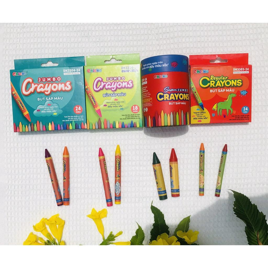 Bút Sáp Màu Duka Cho Bé Tập Tô - Cỡ Thường và Siêu To Cho Trẻ Dễ Cầm Khó Gãy - Jumpo Crayon