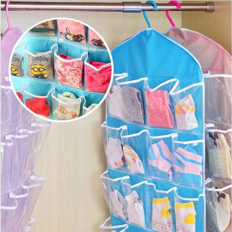 Túi treo 16 ngăn - túi treo tất vớ, treo đồ lót tiện lợi