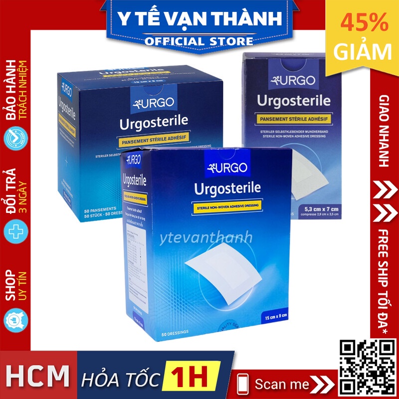 ✅ [HỘP 50 MIẾNG] Băng Keo Y Tế Có Gạc Vô Trùng- Urgosterile, (Nhiều kích thước) -VT0037