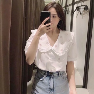 Áo sơmi thêu cổ bèo