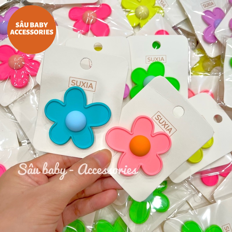 Kẹp tóc hình bông hoa nhựa ngọt ngào phong cách Hàn Quốc cho bé