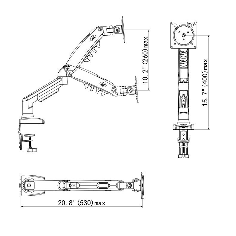 Giá treo máy tính xách tay 10-17 inch, arm treo laptop, máy tính bảng xoay 360 độ, tải 5kg