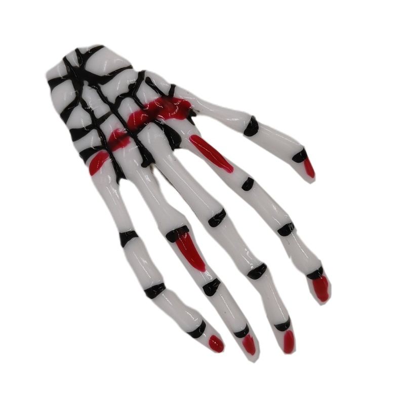 Kẹp Tóc Mỏ Vịt Hình Bộ Xương Có Quả Bóng Lông Trang Trí Halloween