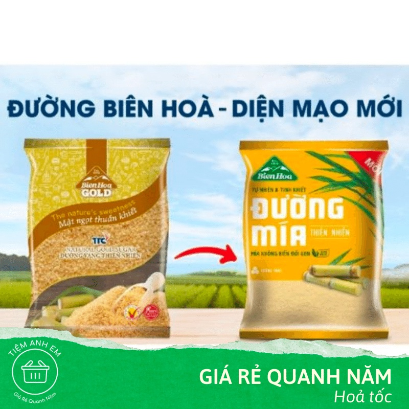 Đường Mía Vàng Thiên Nhiên Biên Hoà Không Biến Đổi Gen Gói 1kg