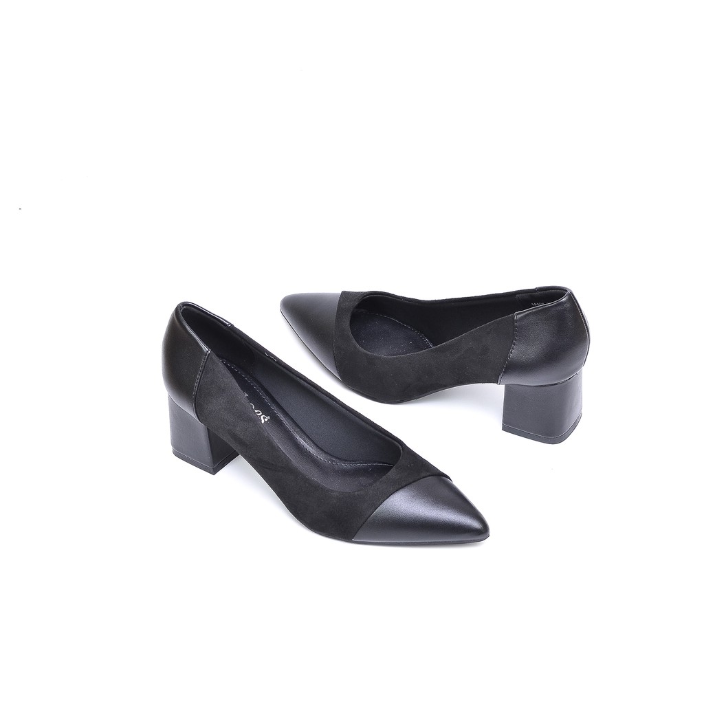 Giày Cao Gót Đế Vuông Da Lộn Mũi Nhọn 5cm Evashoes - Eva0056