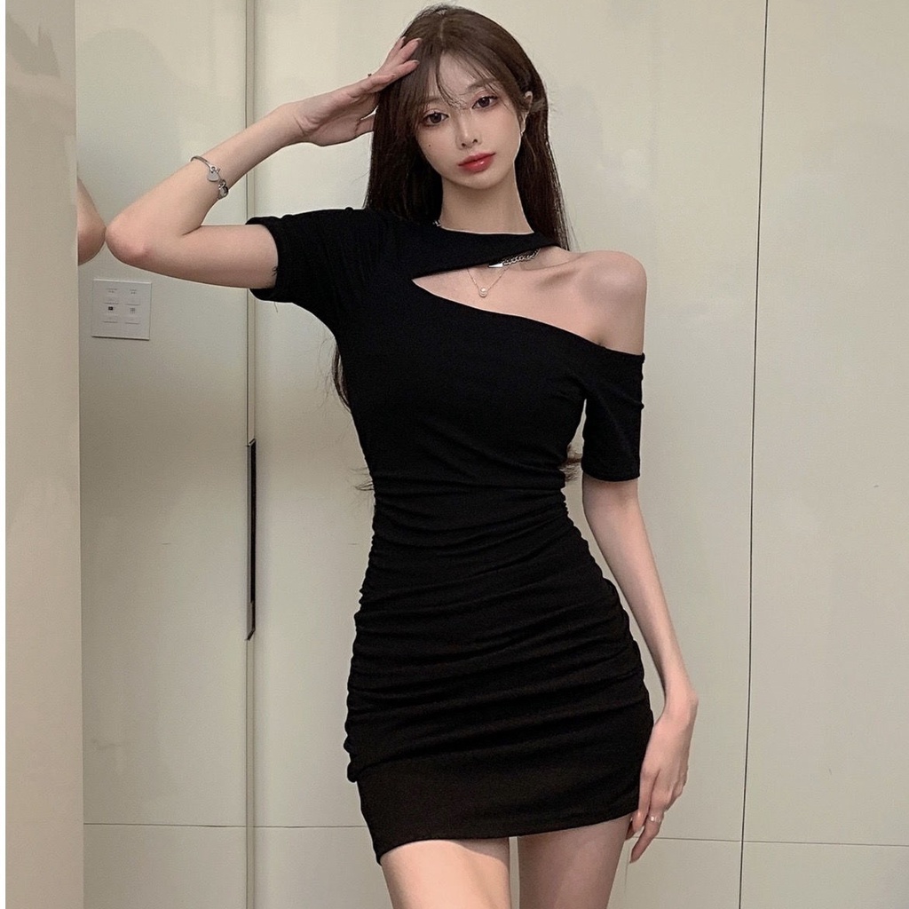 Đầm Dáng Chữ A Tay Ngắn Hở Vai Thiết Kế Kiểu Mới Thời Trang Mùa Hè Cho Nữ