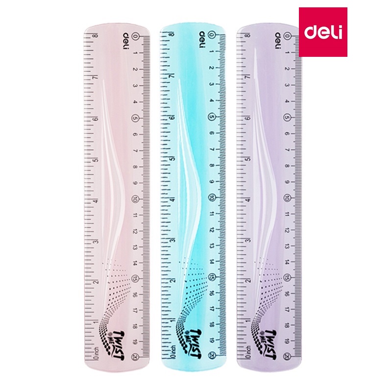 Thước kẻ dẻo Deli H20 / Thước kẻ 20cm màu pastel