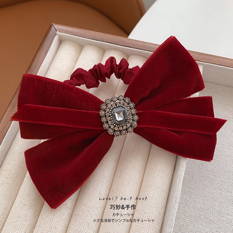 Dây Buộc Tóc Cao Su Satin Thắt Nơ Ruy Băng Cổ Điển Cao Cấp Cho Nữ