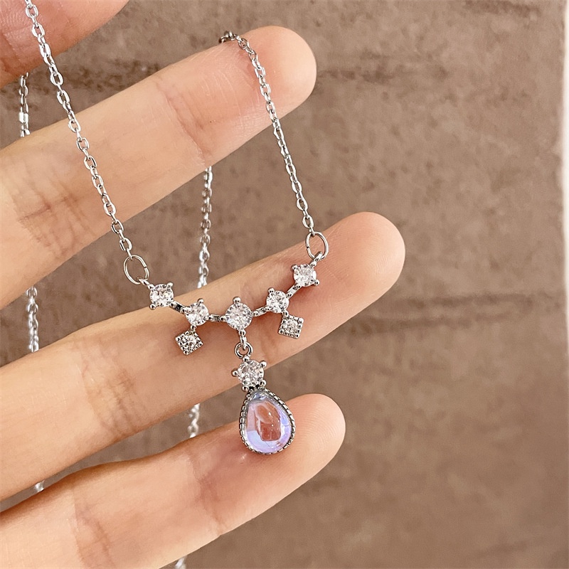 Vòng cổ Mặt Hình Giọt Nước Đính Đá Zircon Mặt Cười Thời Trang Hàn Quốc Thanh Lịch Cho Nữ