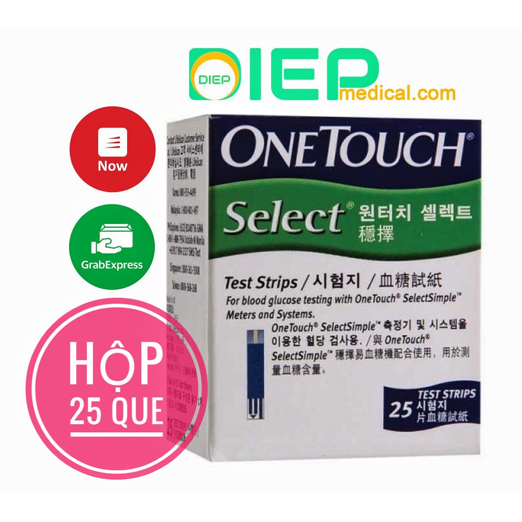✅ ONETOUCH SELECT HỘP 25 QUE - Que thử đường huyết máy One Touch Select Simple