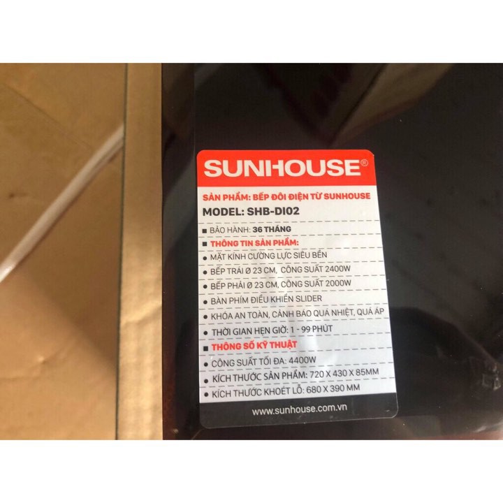 Bếp đôi điện từ sunhouse SHB-DI02 [ có ảnh thật ]