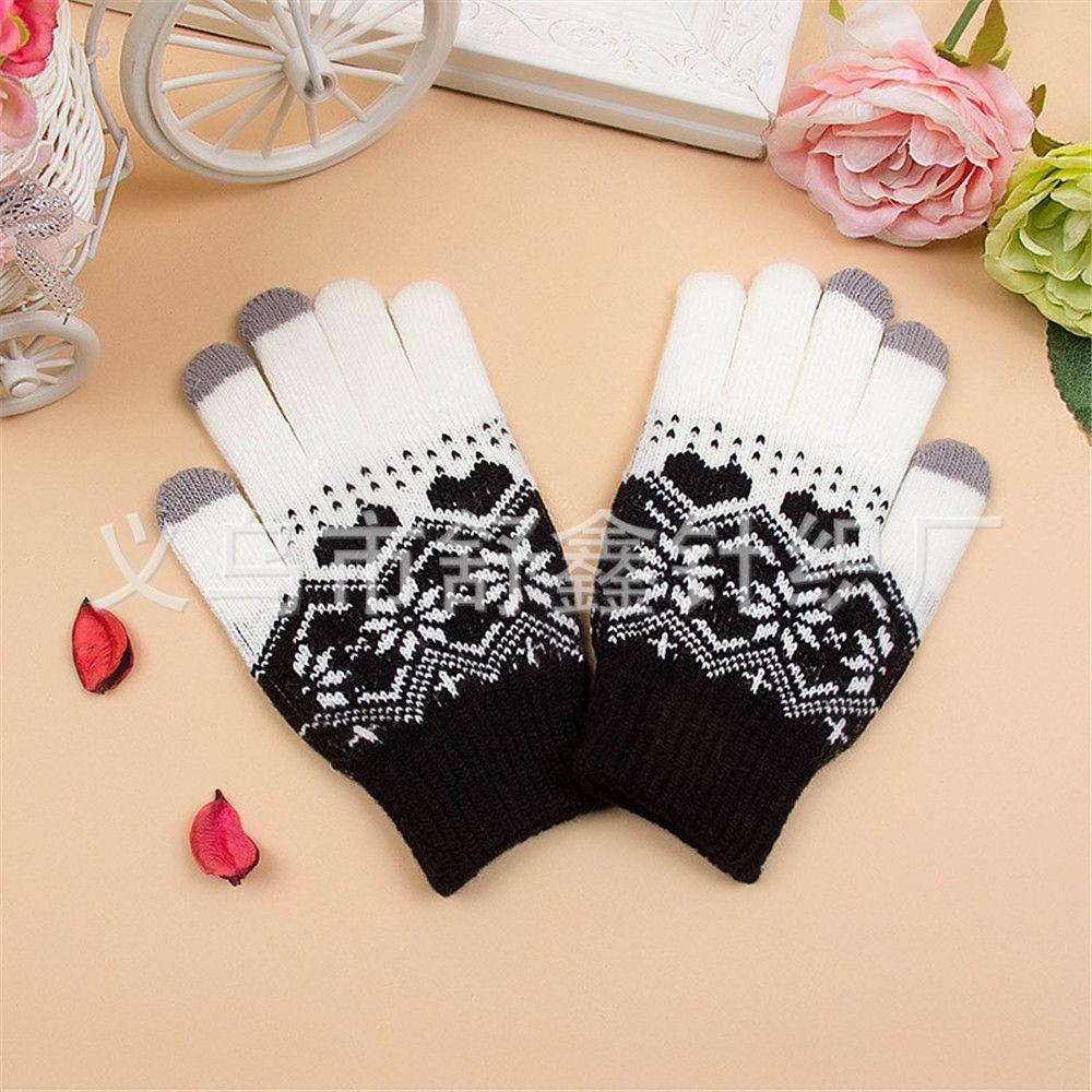 Găng Tay Dệt Kim Dày Dặn Ấm Áp Có Thể Chạm Màn Hình Cảm Ứng
