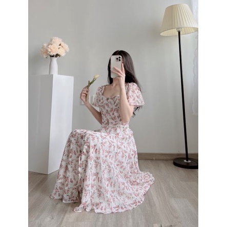 D092 VÁY TRẮNG HOA HỒNG