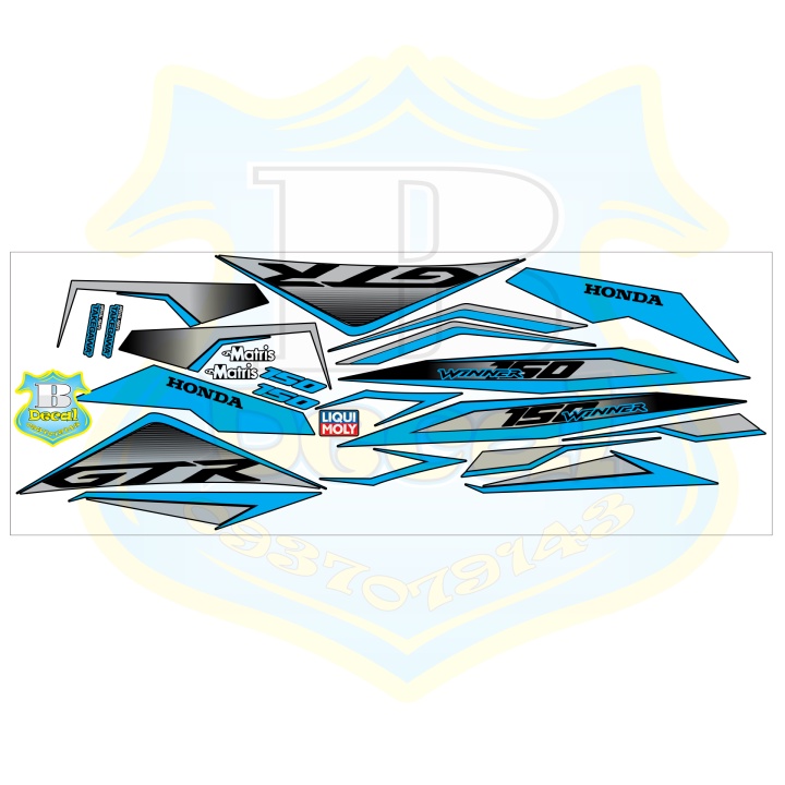 ( Quí khách vui lòng mang ra tiệm cho thợ dán ) Tem winner GTR trắng xanh new