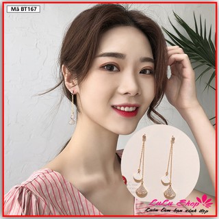 Bông tai hình quạt dài chất sáng long lanh siêu xinh - Khuyên tai nữ hình quạt BT167