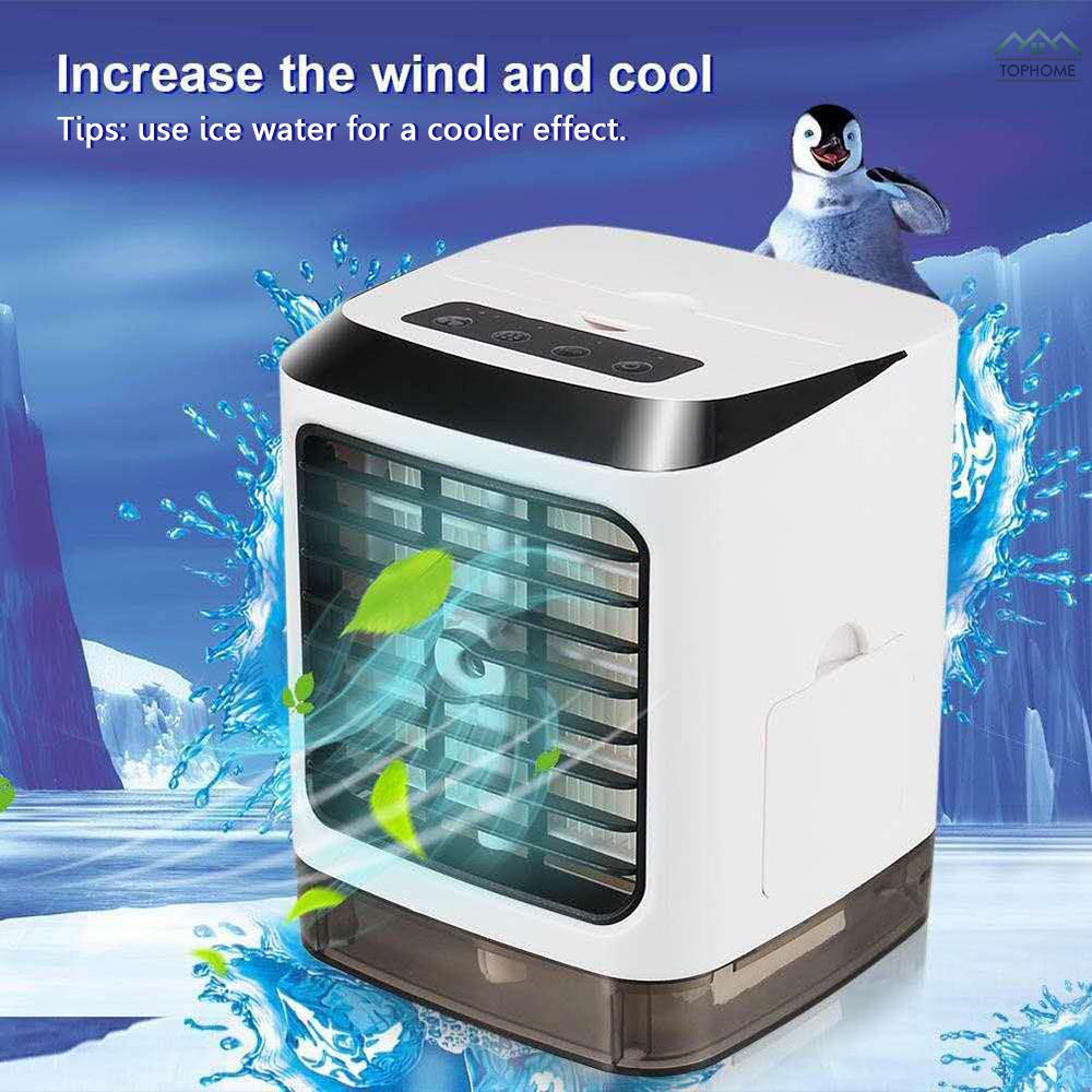 Fan  Ť Portable Mini Air Conditioner with 433MHz Remote Control Desktop Air Cooler Humidifier USB Mini Fan with LED Light for Home or Office