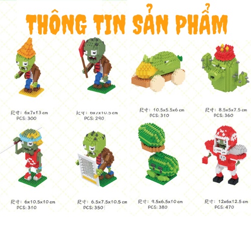 Bộ đồ chơi xếp hình lego nhân vật Plant vs Zombie dễ thương (Hàng Có sẵn và Order), Bộ đồ chơi lắp ráp trò chơi PvZ