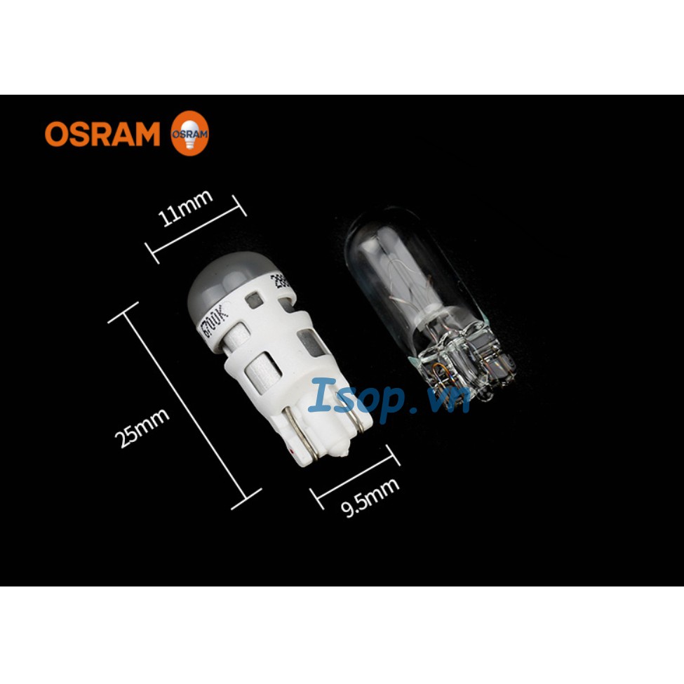 [LEDT2 ISOP] [Bảo hành 5 năm] Đèn Led Osram chân T10 [SL: 1 Cặp]