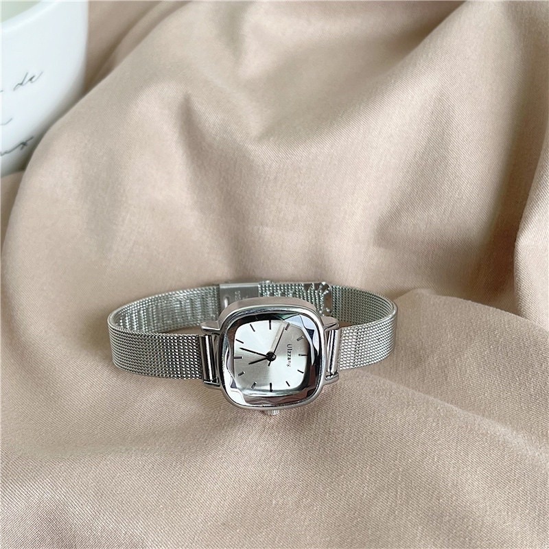 Đồng hồ nữ mặt gạch dây thép cao cấp kiểu dáng vintage DHT4 LOUSMORE