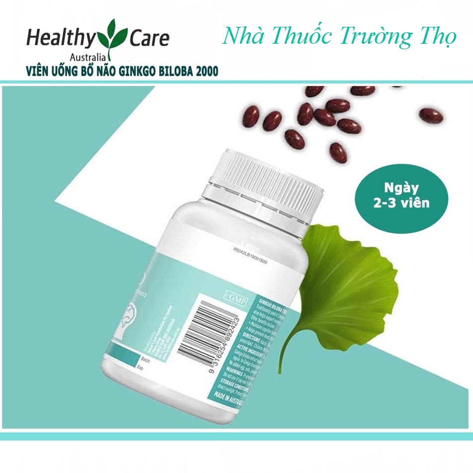 Bổ não Úc Healthy Care Ginkgo Biloba 2000mg 100 viên, hàng chính hãng