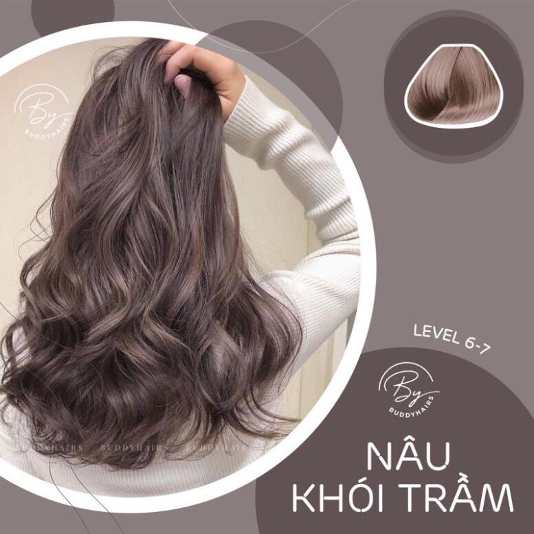 Thuốc Nhuộm Tóc Hàn Màu Nâu Khói Nâu Khói Trầm Xám Khói Tặng Oxy Trợ Nhuộm, Màu Siêu Xinh