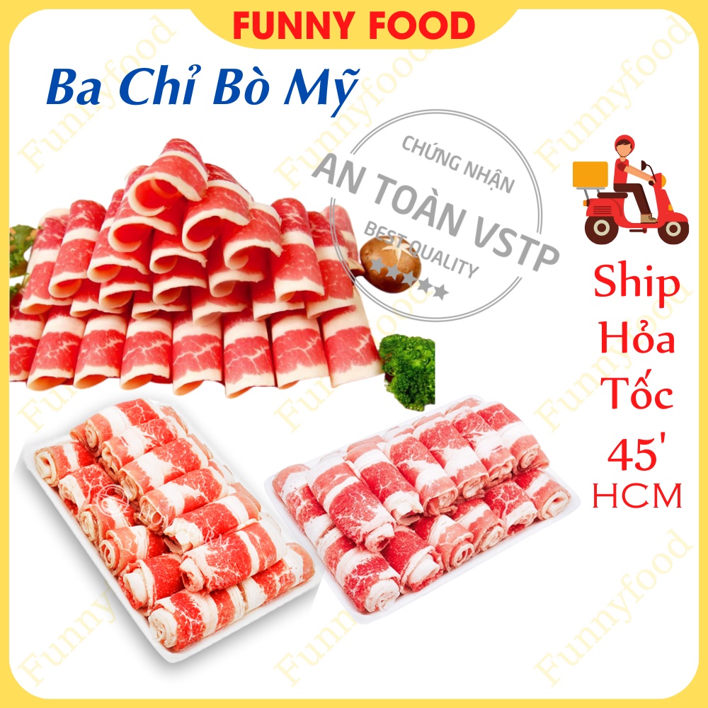 Ba Rọi Bò Mỹ - Thịt bò ba chỉ cắt lát Excel Mỹ - 500g Chỉ ship hỏa tốc HCM