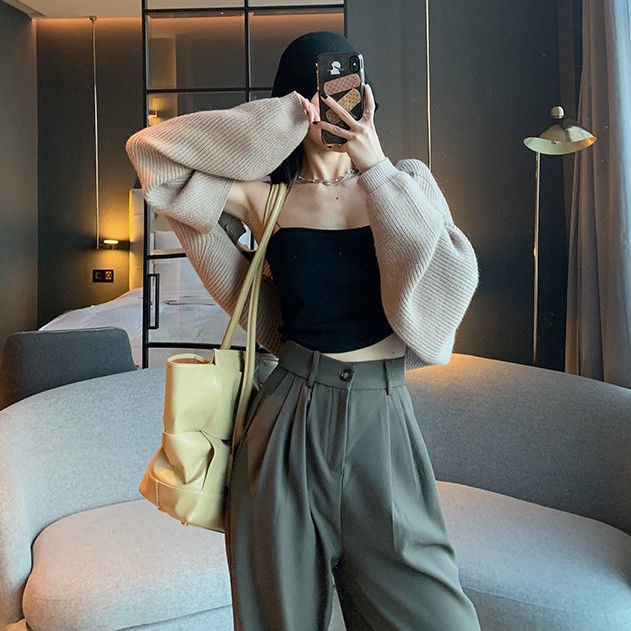 Áo Khoác Cardigan Dệt Kim Tay Dài Dáng Rộng Dễ Phối Đồ