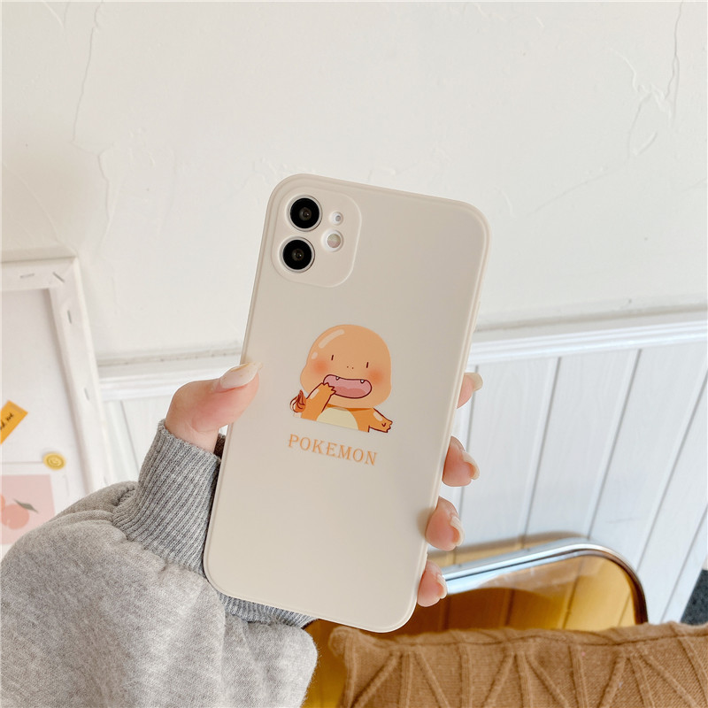 Cute Pokémon Pikachu and Little Fire Dragon With Side Printing Pattern Phone Case iPhone 11 Pro Max X XS Max XR Silicone Soft Edge TPU Back Cover iPhone 12 Pro Max 12 Mini Full Casing Shell iPhone SE 2020