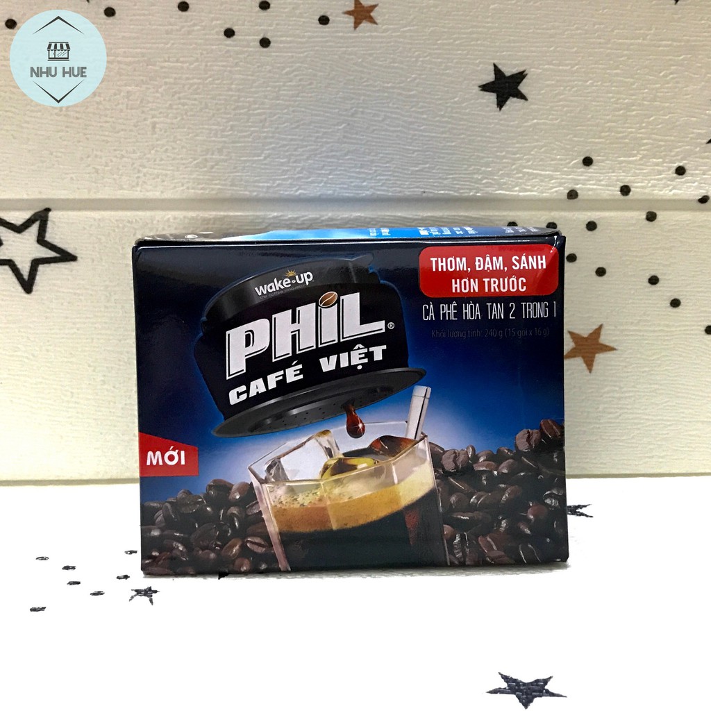 Cà phê Vinacafe Wake up Phil Việt (hộp 15 gói x 16g)