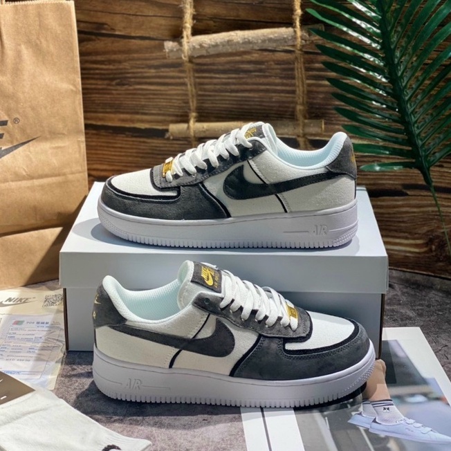 (FREESHIP + BOX BẢO VỆ) Giày AF1 xám lông chuột, giày AF1 da lộn xám trắng.