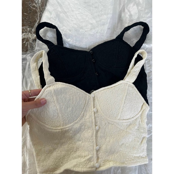 Áo hai dây đính cúc ngọc chất hoa nổi hàng có sẵn - ảnh thật cuối