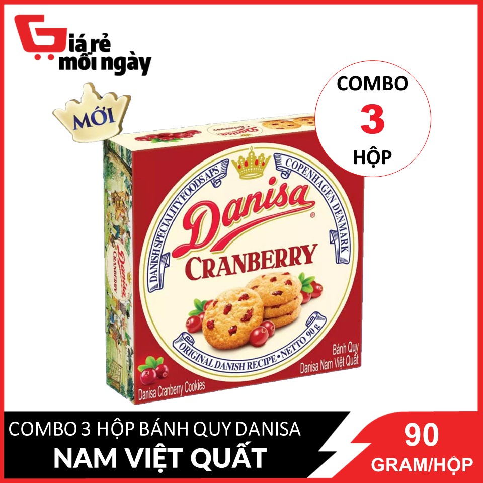 Combo 3 Bánh quy bơ Danisa Nam Việt Quốc Hộp 90gx3 (date mới)